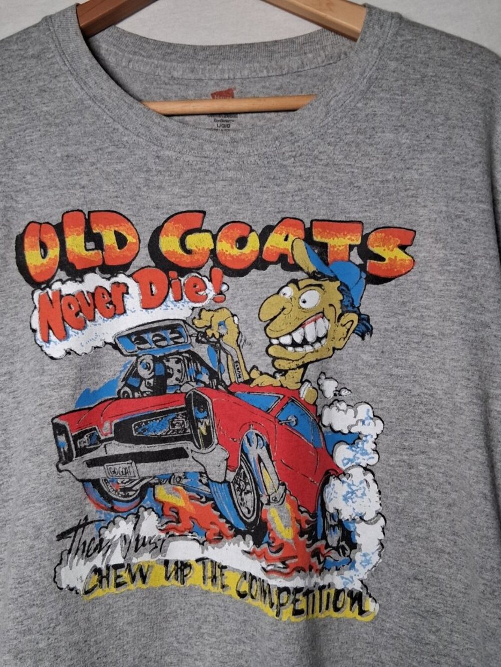 Old Goats Never Die Shirt Large Race Car They Just Chew Up The Competition GOAT